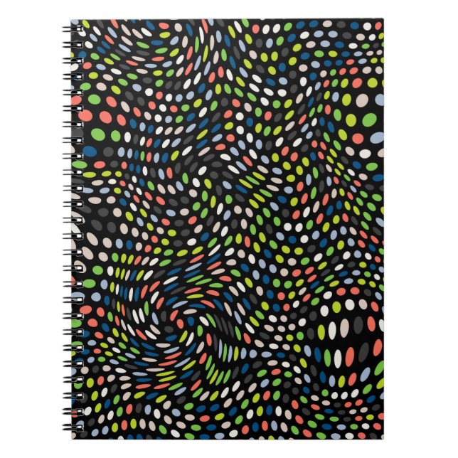 Coloured small dots background. Circles wave. Abst Notebook (Front)