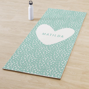 Coloured spot print with heart personalised yoga mat