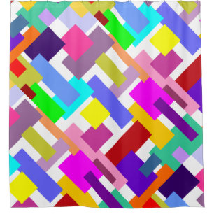 Coloured Squares & Rectangles + your backgr. & ide Shower Curtain