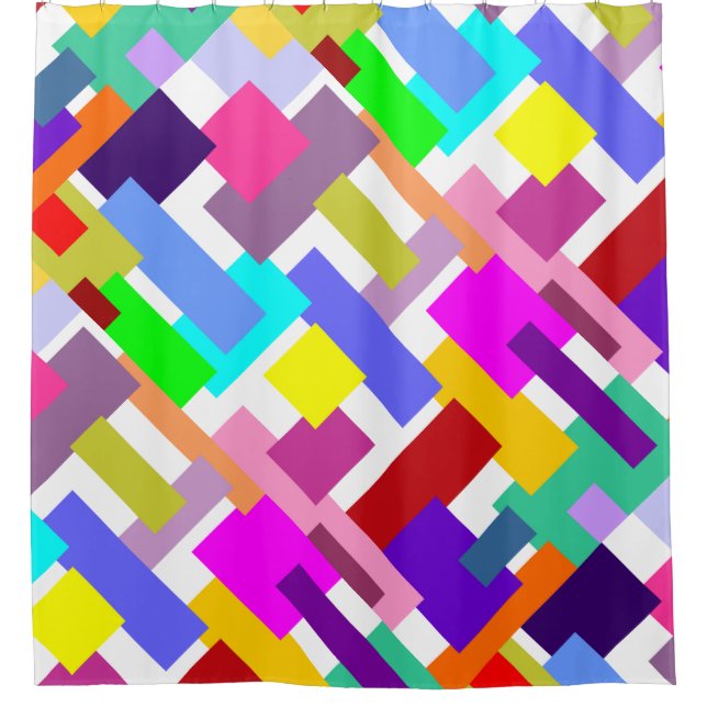 Coloured Squares & Rectangles + your backgr. & ide Shower Curtain (Front)