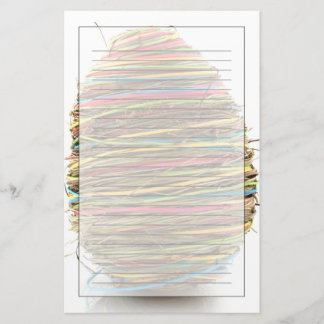 Coloured Straw Easter Eggs Over White Stationery