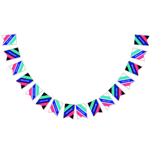 Coloured Stripes Mix - mint, royal blue, pink Bunting