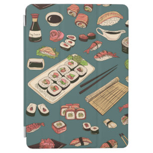 Coloured Sushi and rolls seamless pattern,excellen iPad Air Cover