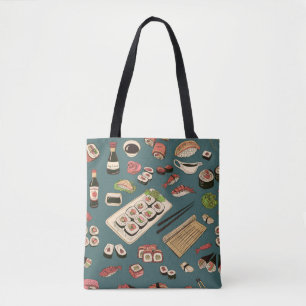 Coloured Sushi and rolls seamless pattern,excellen Tote Bag