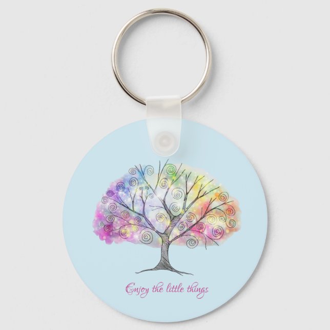 Coloured tree watercolors Keychain (Front)