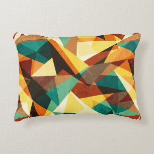 coloured triangle seamless texture with wood effec decorative cushion