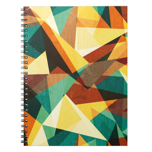 coloured triangle seamless texture with wood effec notebook (Front)