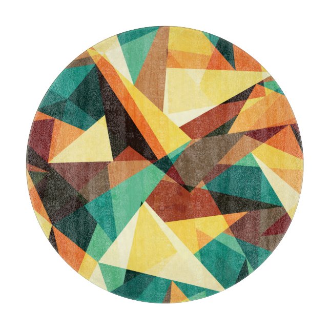 Coloured Triangle Wood Effect Texture Cutting Board (Front)