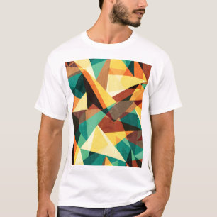 Coloured Triangle Wood Effect Texture T-Shirt