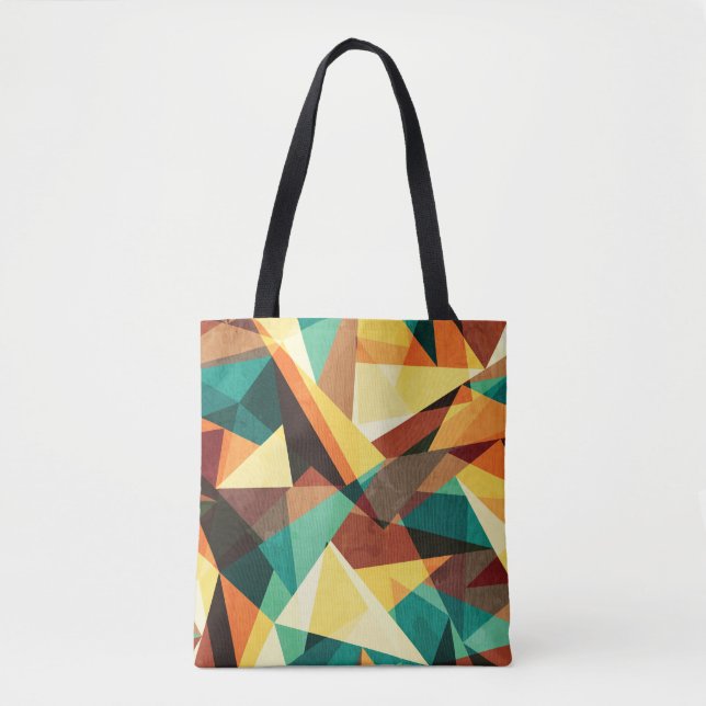Coloured Triangle Wood Effect Texture Tote Bag (Front)