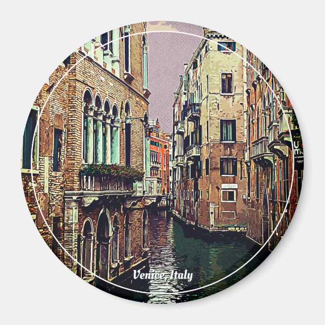 Coloured Venice canal with houses in water. Italy. Magnet (Front)