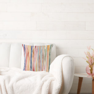 Coloured watercolour lines cushion
