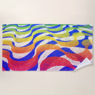 Coloured waves beach towel
