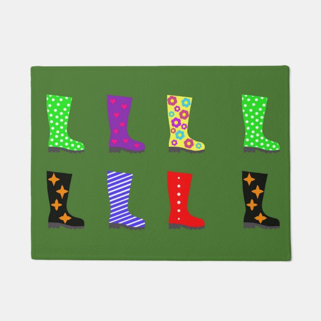 Coloured Wellies Doormat (Front)