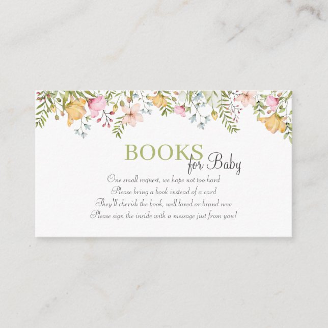 Coloured Wildflower Floral Books for Baby Enclosure Card (Front)