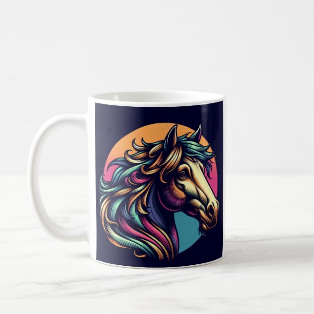 Colourfu rainbow horse head coffee tea mug cup (Left)