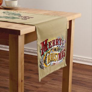 Colourful 1876 Merry Christmas Long Table Runner