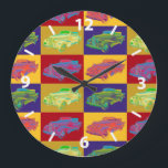 Colourful 1938 Cadillac Lasalle Pop Art Large Clock<br><div class="desc">Colourful 1938 Cadillac Lasalle convertible luxury Car pop art illustration.</div>