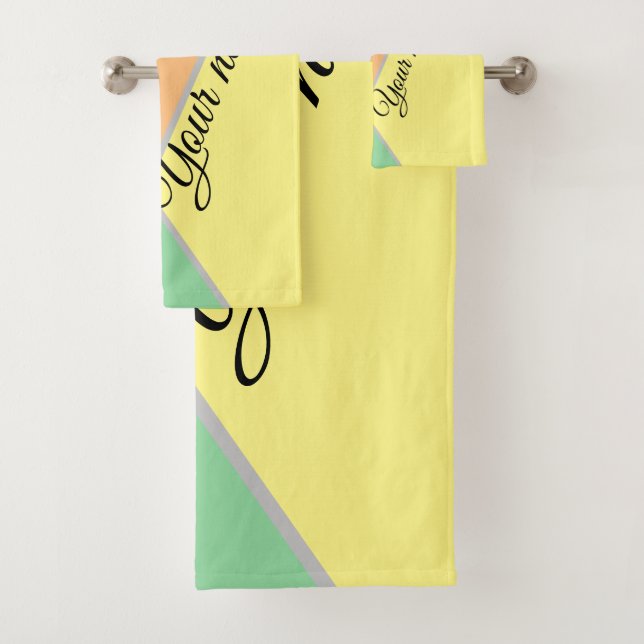 Colourful 1970s triangles pattern | Modern Asbtrac Bath Towel Set (Insitu)