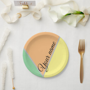Colourful 1970s triangles pattern   Modern Asbtrac Paper Plate