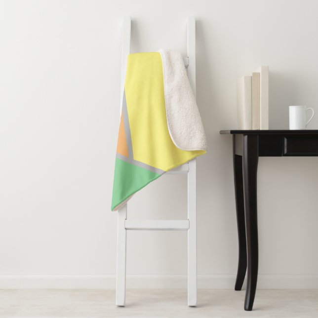 Colourful 1970s triangles pattern | Modern Asbtrac Sherpa Blanket (In Situ)