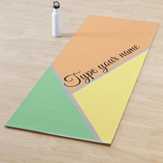 Colourful 1970s triangles pattern | Modern Asbtrac Yoga Mat (In Situ)