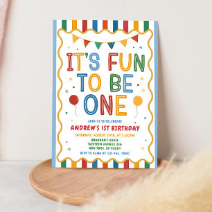 Colourful 1st Birthday Boy Fun Invitation