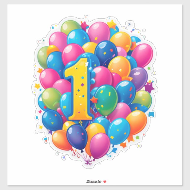 Colourful 1st Birthday Celebration With Balloons (Sheet)