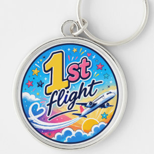 Colourful 1st flight aeroplane souvenir key ring