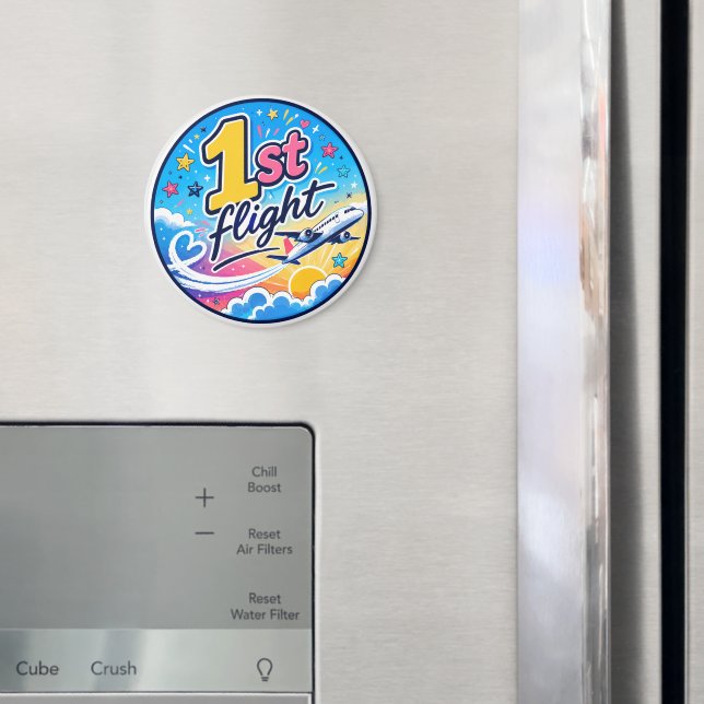 Colourful 1st flight aeroplane souvenir magnet (In Situ (Fridge))