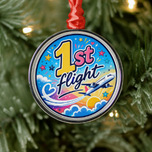 Colourful 1st flight aeroplane souvenir metal tree decoration