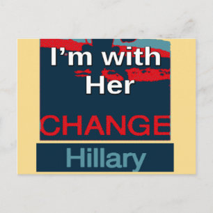 Colourful 2016 I am with her Vote for Hillary USA  Postcard