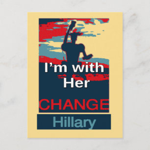 Colourful 2016 I am with her Vote for Hillary USA  Postcard