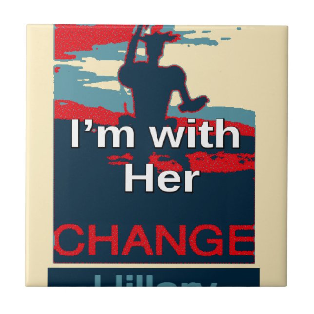 Colourful 2016 I am with her Vote for Hillary USA Tile (Front)