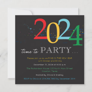 Colourful 2024 Modern New Year Party Invitation