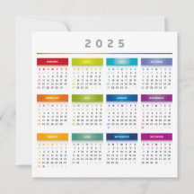 Colourful 2025 Calendar - Rainbow Colours 3 Column