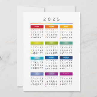 Colourful 2025 Calendar - Rainbow Colours 3 Column Invitation