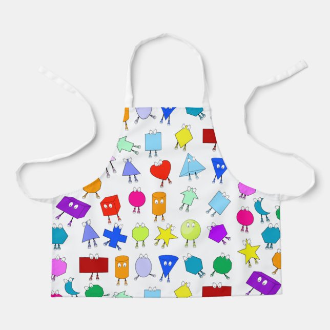 Colourful 2D & 3D Geometric Shapes Pattern for Kid Apron (Front)
