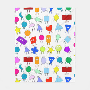 Colourful 2D & 3D Geometric Shapes Pattern for Kid Fleece Blanket