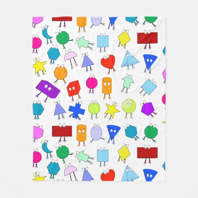 Colourful 2D & 3D Geometric Shapes Pattern for Kid Fleece Blanket (Front)