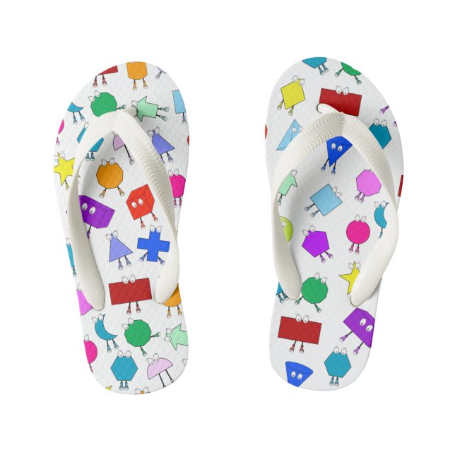 Colourful 2D & 3D Geometric Shapes Pattern for Kid Kid's Jandals (Footbed)