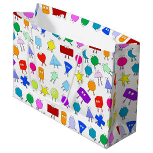 Colourful 2D & 3D Geometric Shapes Pattern for Kid Large Gift Bag
