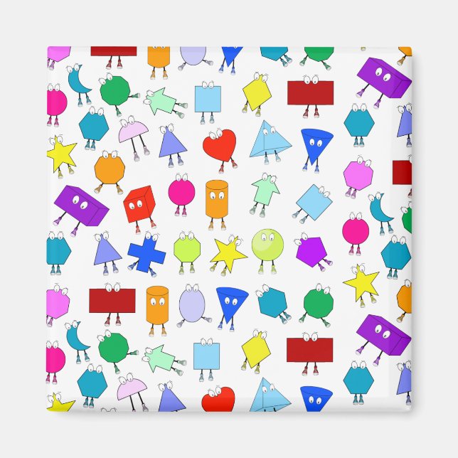 Colourful 2D & 3D Geometric Shapes Pattern for Kid Magnet (Front)