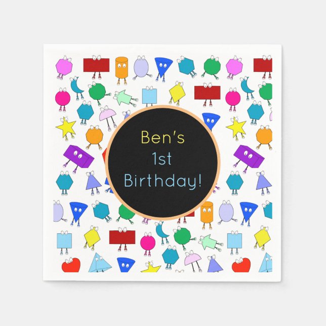 Colourful 2D & 3D Geometric Shapes Pattern for Kid Napkin (Front)