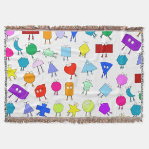 Colourful 2D & 3D Geometric Shapes Pattern for Kid Throw Blanket