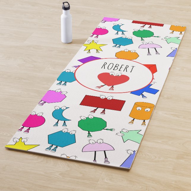 Colourful 2D & 3D Geometric Shapes Pattern for Kid Yoga Mat (In Situ)