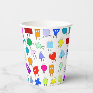 Colourful 2D & 3D Geometric Shapes Pattern  Paper Cups