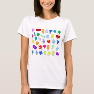 Colourful 2D & 3D Geometric Shapes Pattern T-Shirt
