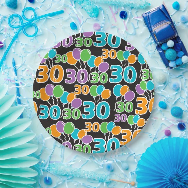 Colourful 30th Birthday Paper Plate (Party)