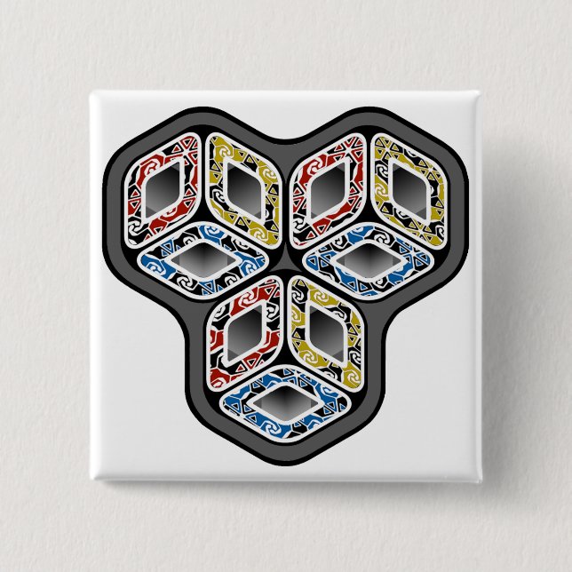 Colourful 3-D Cubes 15 Cm Square Badge (Front)